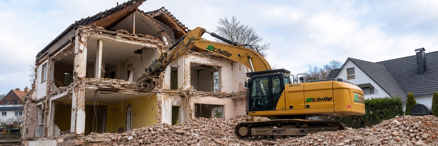 Schille-Bagger beim Baugrubenaushub